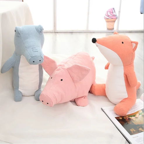 new summer toy kids room decoration accessories ramie fabric stuffed animal soft toy fox pig crocodile