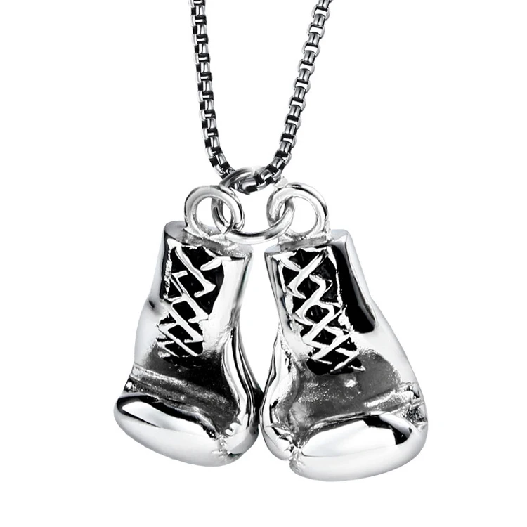 Custom hiphop jewelry boxing gloves pendant necklace