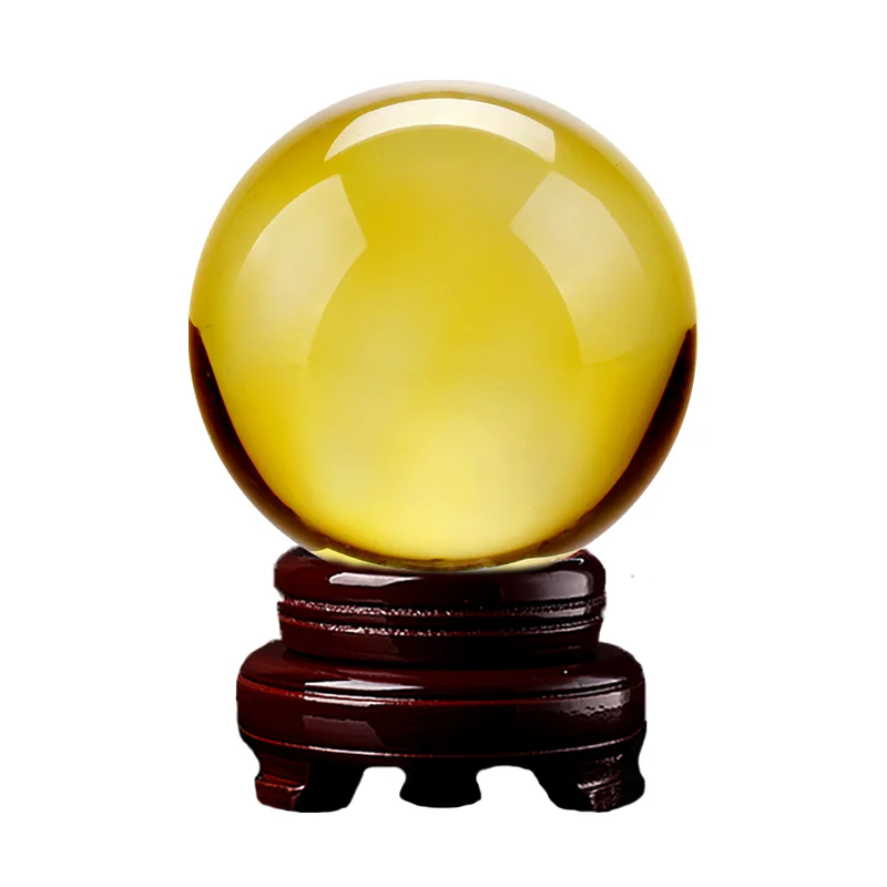 
3CM Yellow Asian Quartz Crystal Glass Ball Glass Sphere and minerals Magic Crystal Ball Sphere Fengshui Figurine Products 