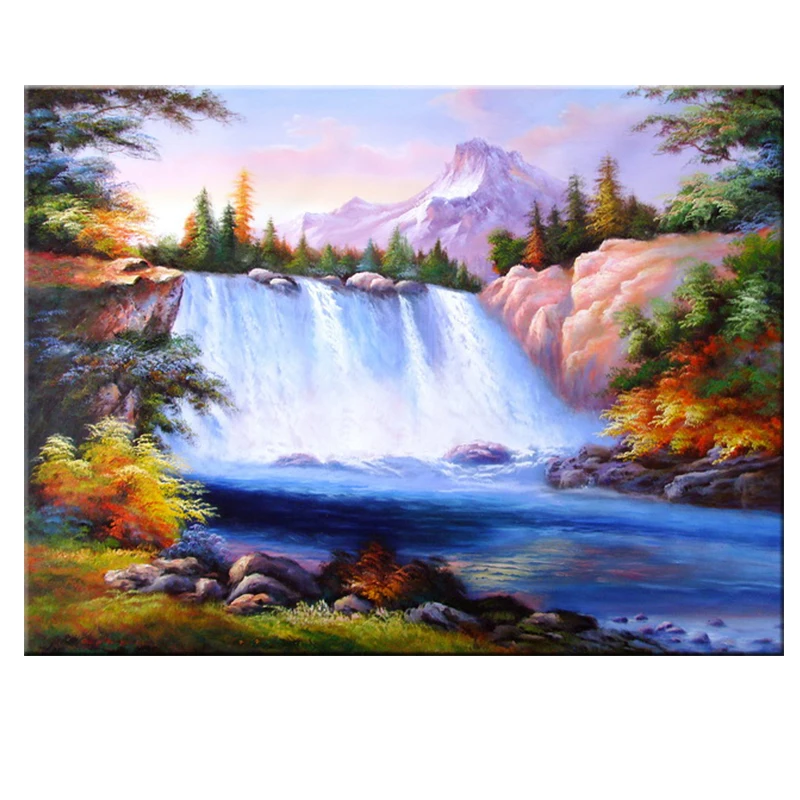Home decor hotel wall art handmade waterproof chinese natural scenery painting on canvas ct-51