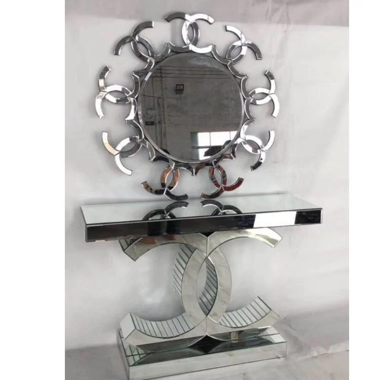 Italian style handmade beautiful mirror wall console table with recently mirror