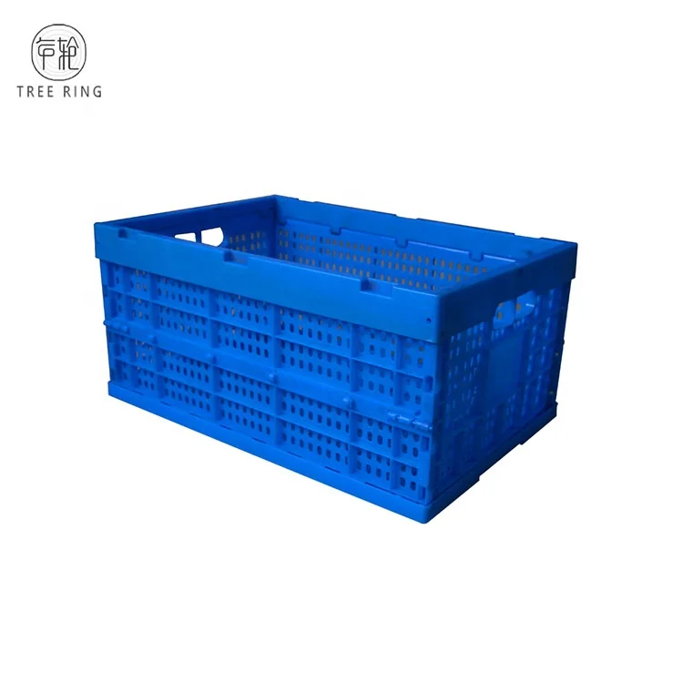 Large Foldable Industrial Square Plastic Collapsible Storage  Fruit Crates With Lids For Agriculture Transport