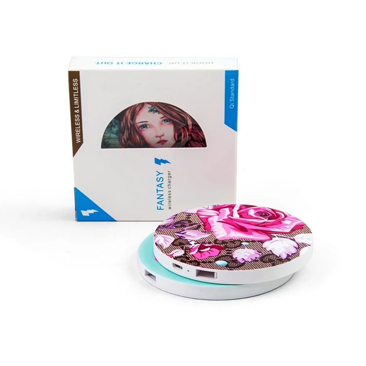 
OEM Custom Cell Phone Charger Mirror Cartoon Qi Fast Wireless Charger 