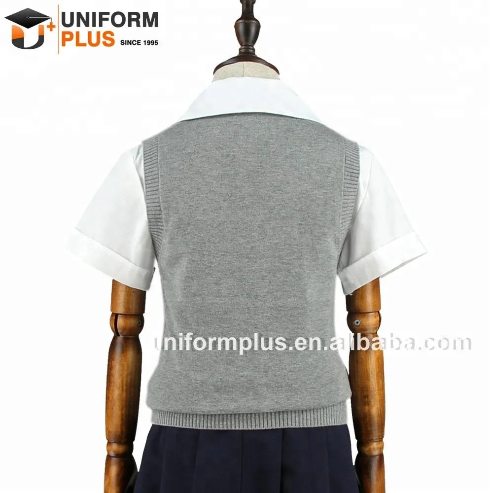 European style cotton gray kids kindergarten school uniform sweater vest for autumn