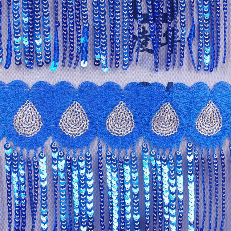 
Wholesale Blue Dubai Embroidery Sequin African Lace Fabric 