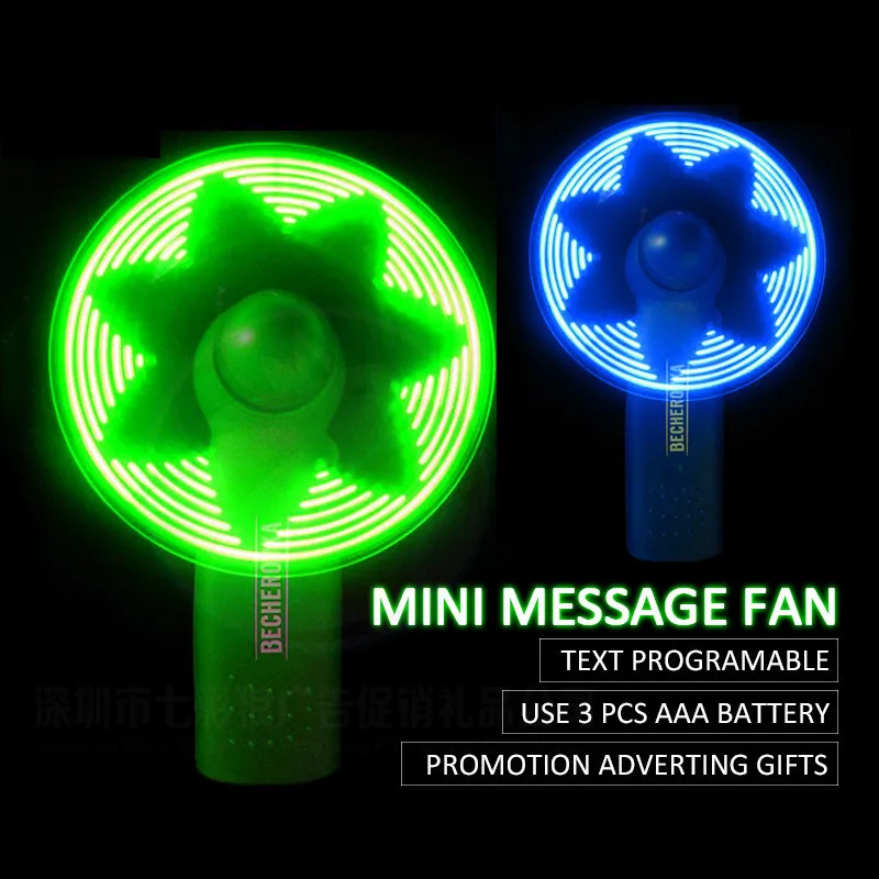 Battery Powered Plastic Hand Fan Wedding Gift For Guest Programmable Portable Mini Handheld Fan With LED Displaying Message