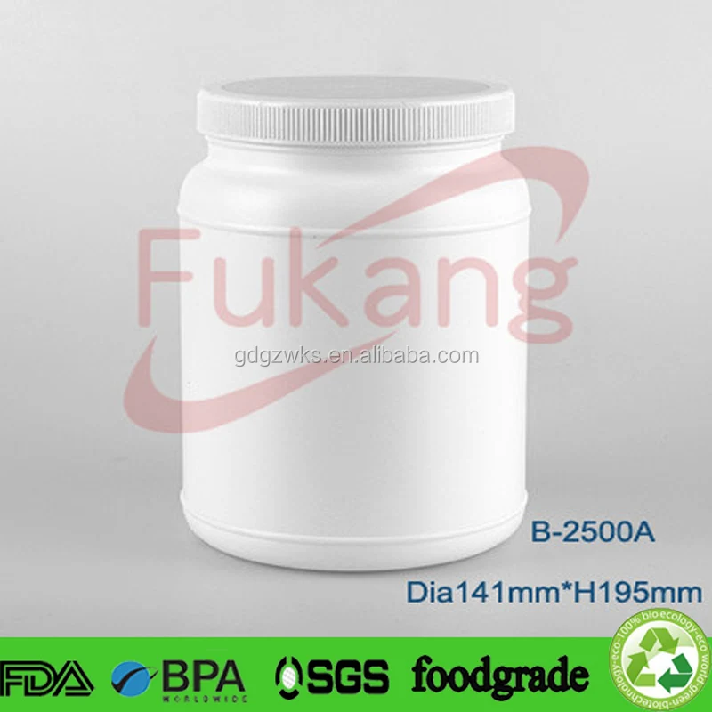 Plastic Whey Protein White Container,HDPE Bottle Alibaba Trade Assurance Supplier,2500ml White HDPE Tablets Pills Bottle