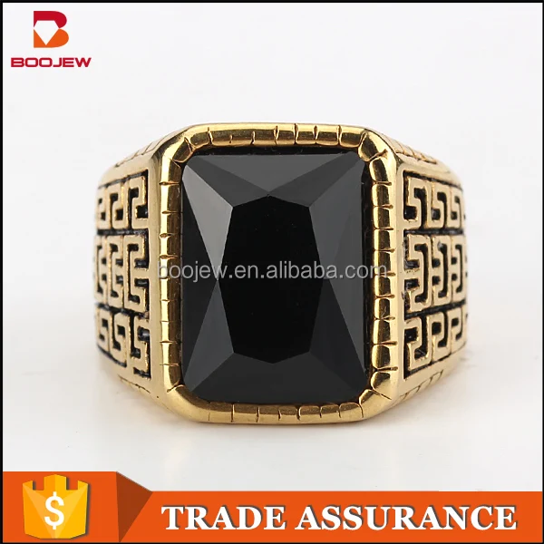 Roman Stainless Steel 18 k gold plating turkish gemstone finger ring wholesale