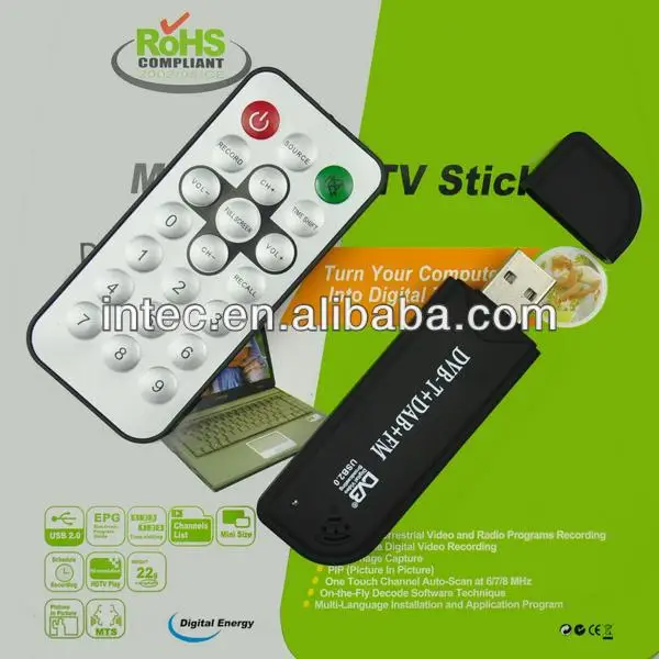 
NEW USB DVB-T & RTL-SDR Realtek RTL2832U & R820T DVB-T Tuner Receiver MCX Input 