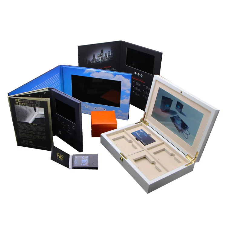 Chinese Homemade Customized Hardcover 7 Inch Digital Lcd Video Brochure For Advertising & Wedding