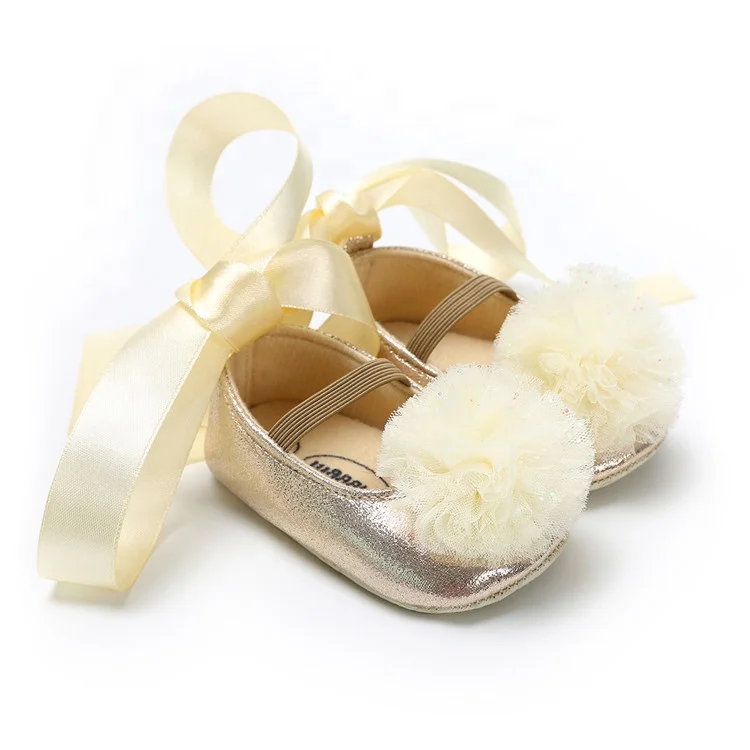 Cute PU Leather fluff ball girl princess mary jane baby shoes for girl