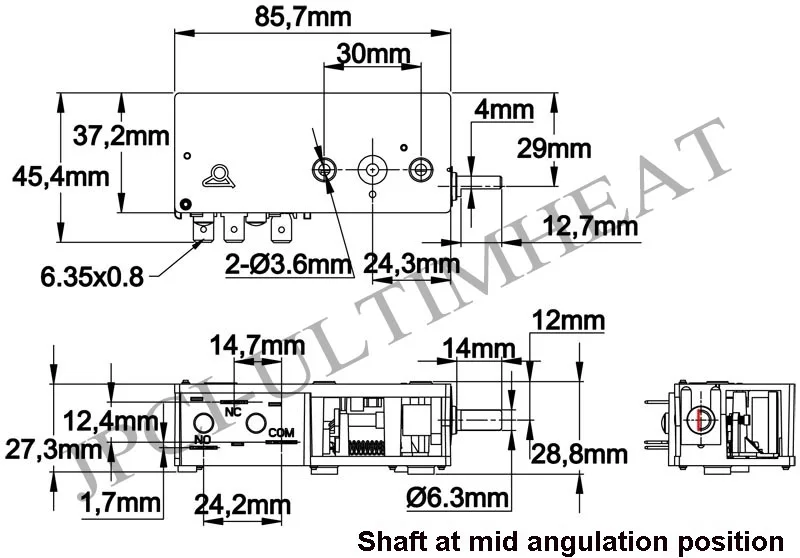 Type Q88S Mechanical humidistats for incorporation,side shaft adjustment