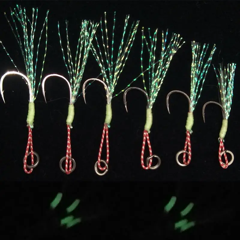 
Double Jig Hooks fishing material fishhooks Glow Line Luminous Hook 