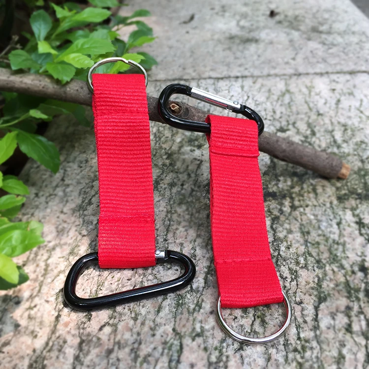 New product polyester short key chain strap cheap custom logo lanyard carabiner keychain for Keys Badges