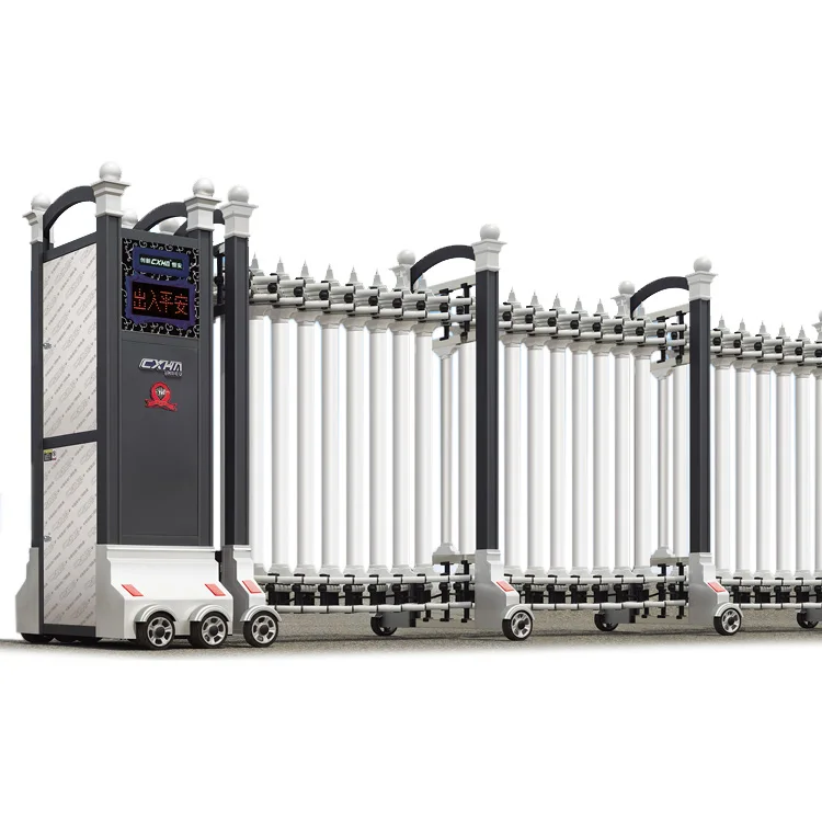Стильный алюминиевый современной школьной новый стиль автоматический складной раздвижные последние главные ворота дизайн выход конструкции ворот