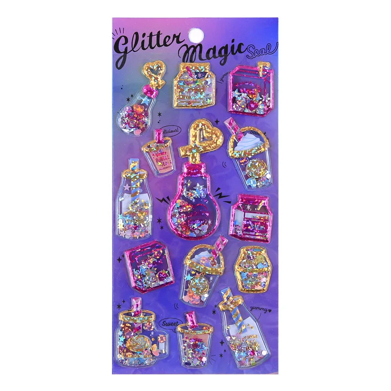 Оригинальные креативные 3D стереоскопические блестящие наклейки из ПВХ для девочек детские игрушки скрапбукинга украшения поделок 12 моделей