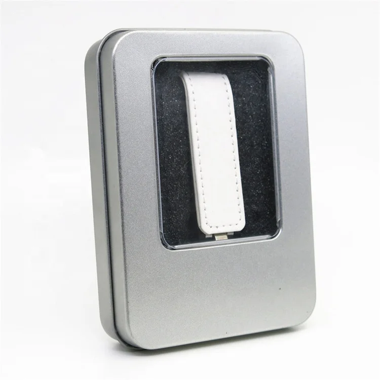 Wholesale custom business gift high grade  leather  usb flash drive with keychain