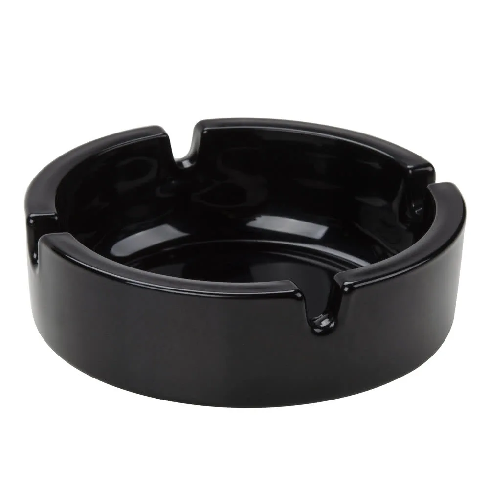OEM Black round stackable glass cigar ashtray by arc cardinal