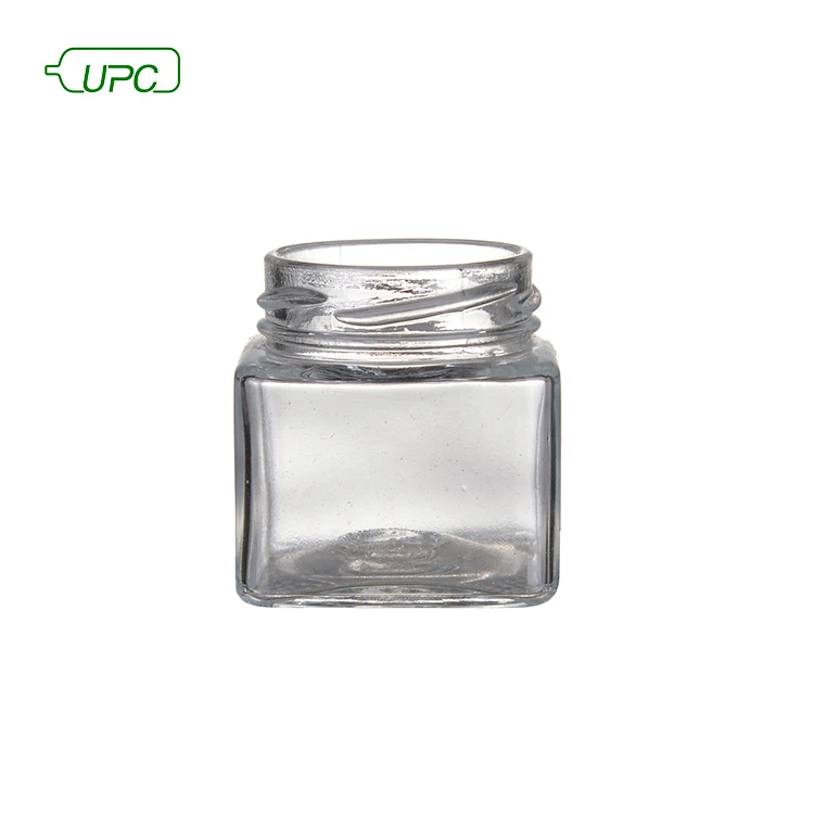 Custom size clear durable recyclable food supplement square glass jar