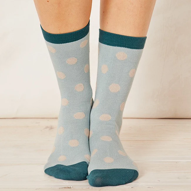 
High Grade Polka Dots Bamboo Pattern Socks, Custom Design Office Work Bamboo Fiber Womens Socks 