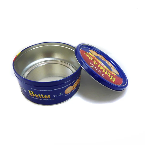 Food grade round metal cookie tin box/candy tin container