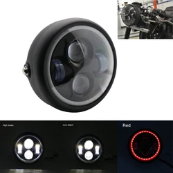 Светодиодная мотоциклетная фара 6,5 дюйма, 12 В, с ангельским глазом, подходит для Sportster Cafe Racer Bobber Iron 883 Dyna