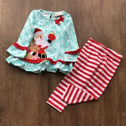 Christmas Kids Clothes Santa Claus Embroidery Girls Christmas Outfit