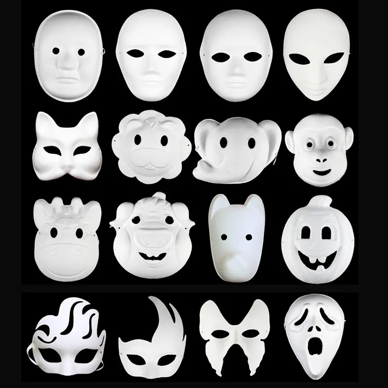 
Blank White Painting Mask Handmade Animal Cheap 3d Paper Mask for party 