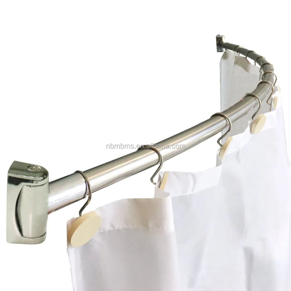 QJMAX 201/304 Stainless Steel Telescopic Curved Shower Curtain Rod