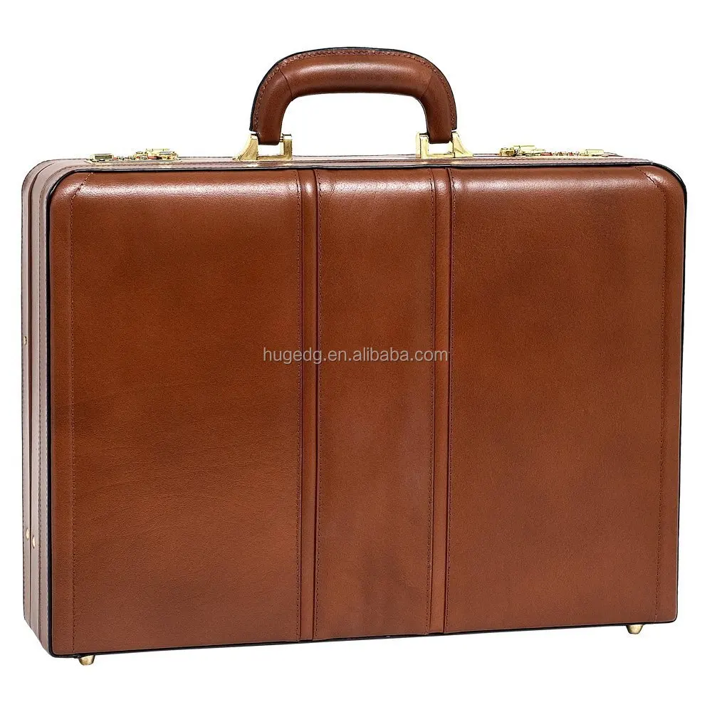 
Large square shape handle leather business briefcase box 