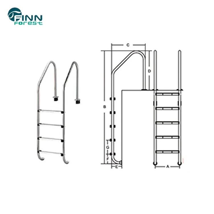 Water Faery Stainless Steel 304/316 3 Steps Swimming Pool Ladder