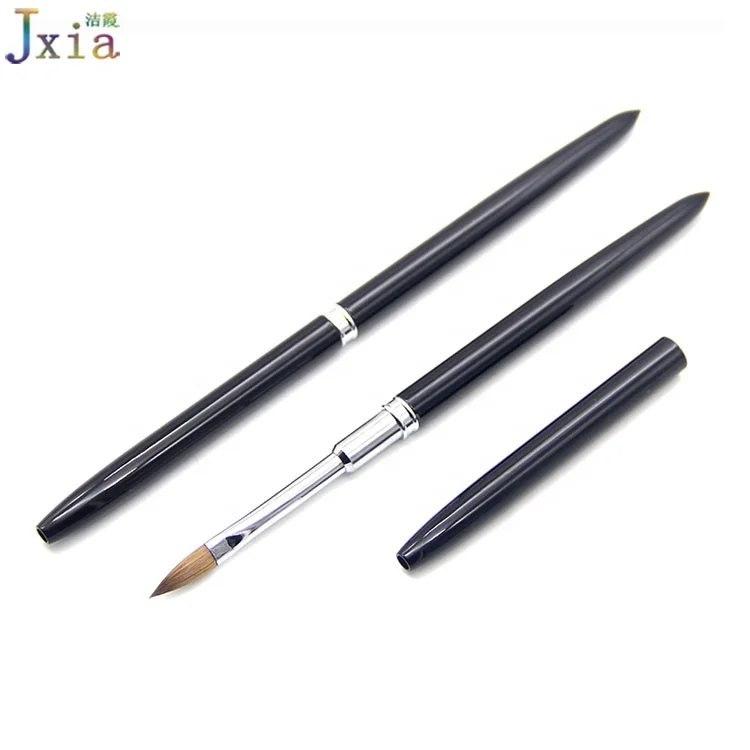 Jiexia Professional 8# Black Metal Handle 100% Pure Animal Kolinsky Hair Acrylic Nail Brush