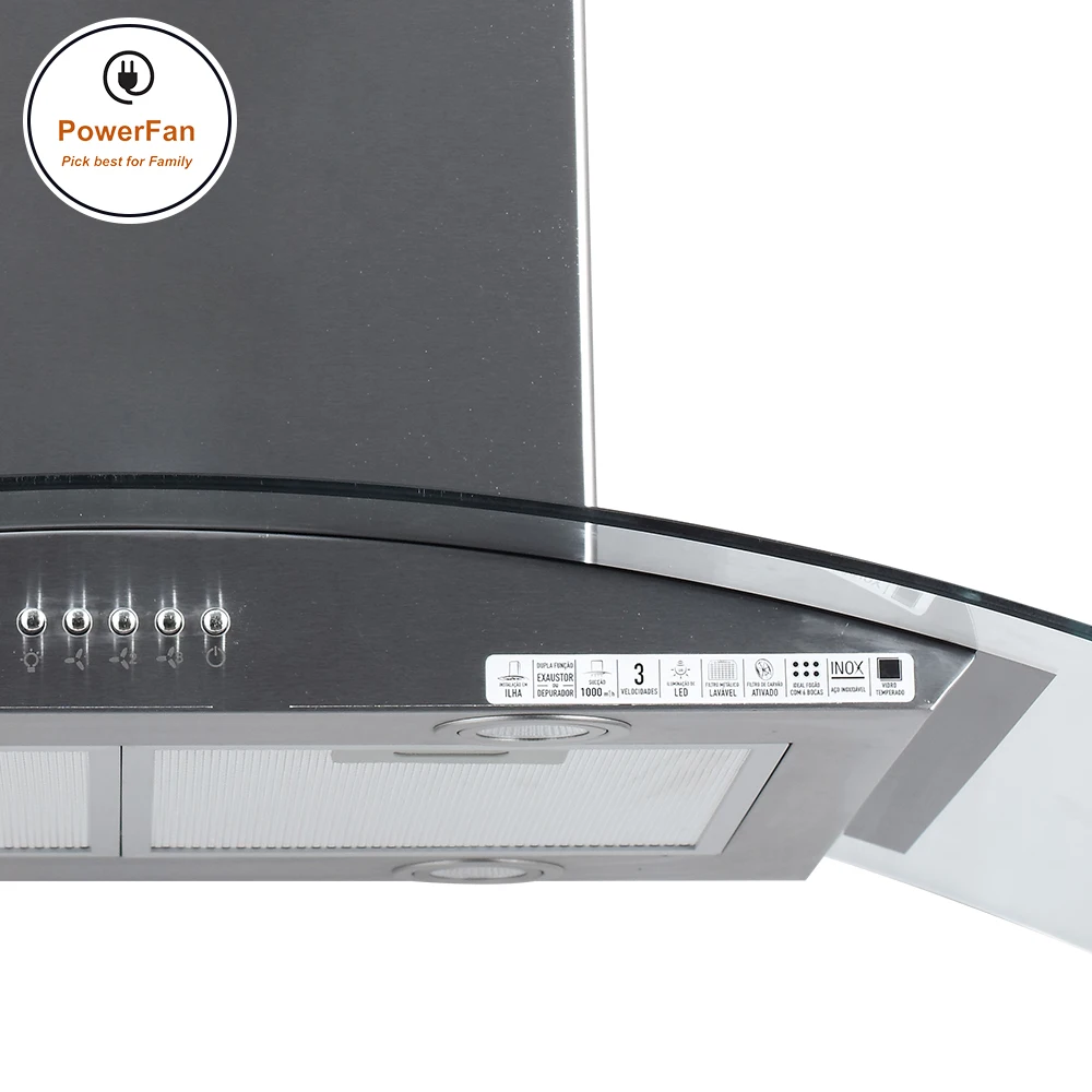 Iso Portable 220V 180W Stainless Steel Kitchen Island Range Hood