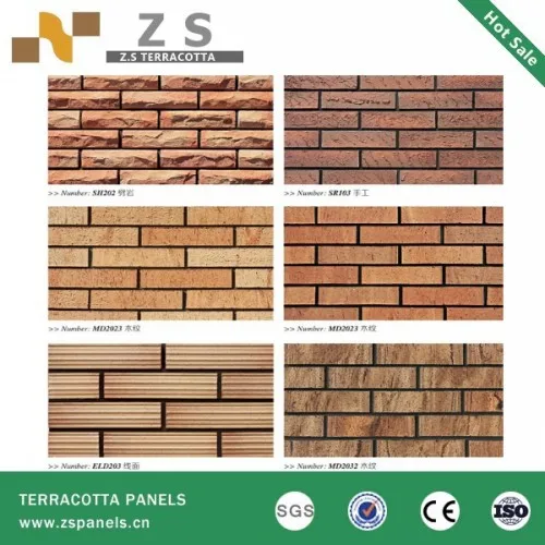 
split tile 60*240*11mm terracotta tile Fireproof Terracotta Clay Brick Tile decor clay pipe 