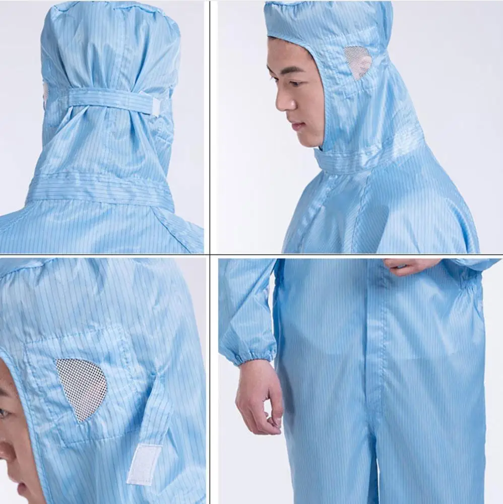 Antistatic ESD Laboratory Coverall Jumpsuit With Attached or Seperate Hood