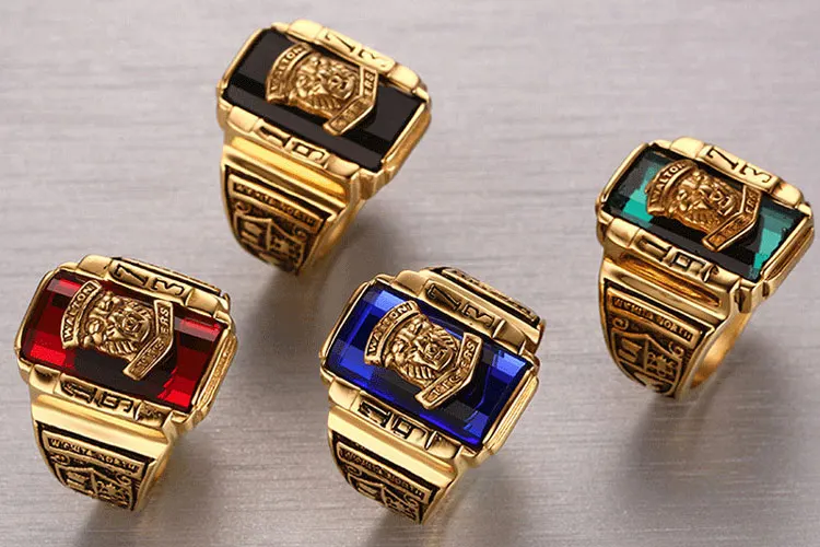 Wholesale Stainless Steel Imitation Jewellery Lion Head Ring Gothic Jewelry Customized Single Stone Ring Designs For Men