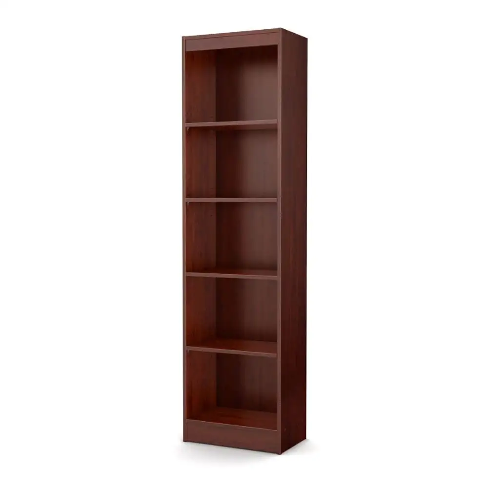Modern 5 Shelf Vertical White Bookshelf in Veneer Finish 2001