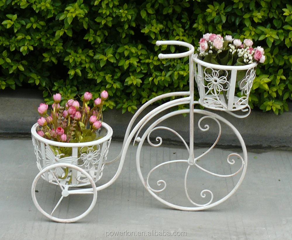 Rustic Classic Iron Decoration Bicycle Flower Display Pots Planters