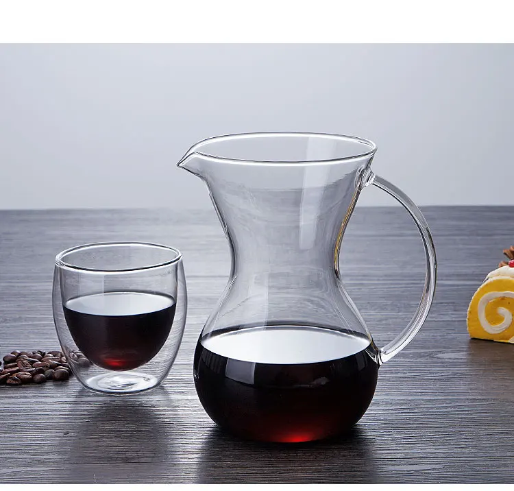 Convenient cleaning glass pour over coffee maker set with high drip coffee filter