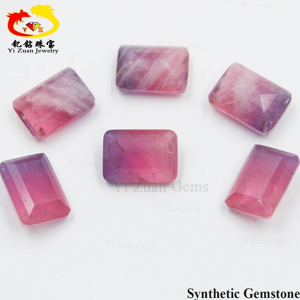 YZ Jewelry semi-precious gemstone watermelon glass bicolor quartz synthetic tourmaline stone fusion stone