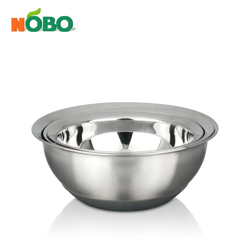 Multi-purpose Cooking Food Preparation Baking Mixing Salad Customized Stainless Steel Bowl with Rubber Bottom