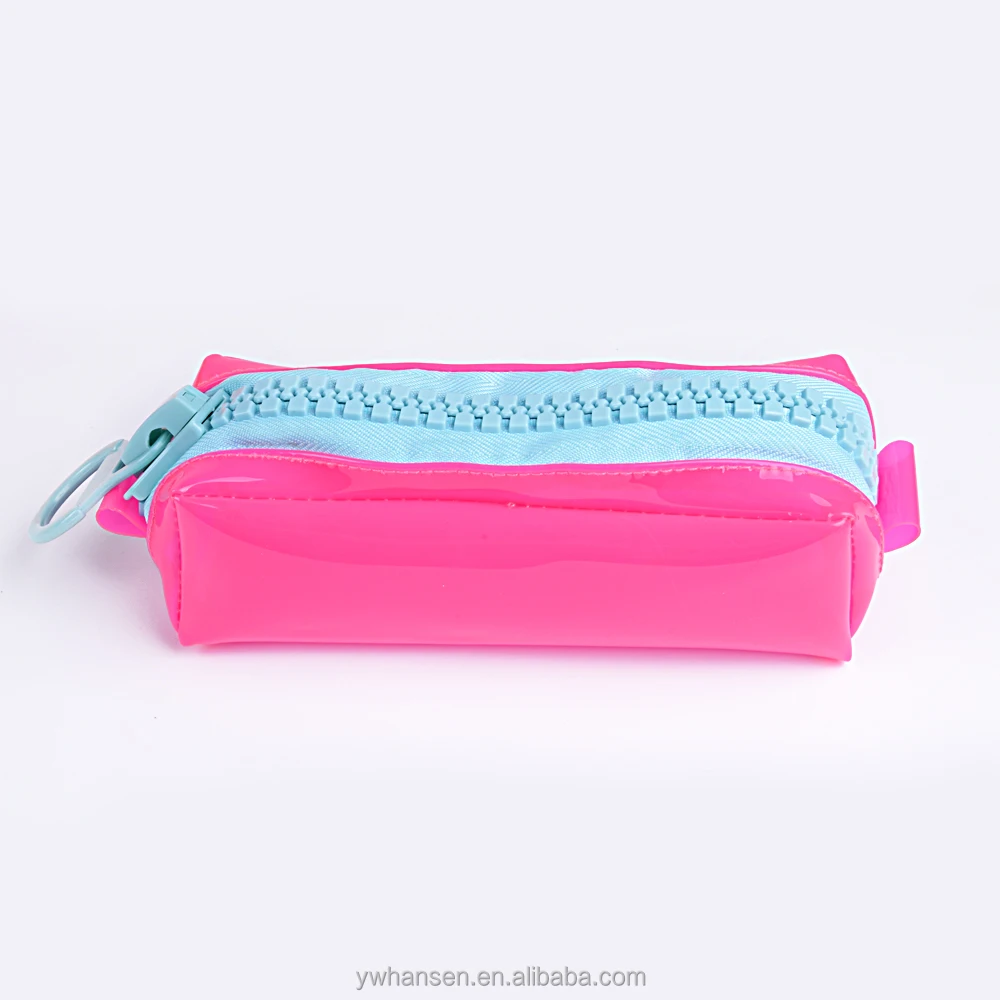 Bright Color Pvc Large Zipper Office School Large Clear Plastic Pencil Case