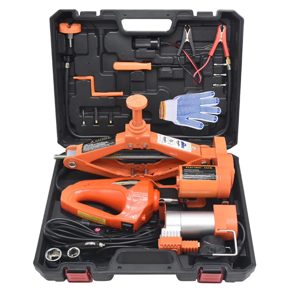 Wholesale china trade 3 ton floor motorised car 12 volt  3T 42CM  scissor jack & Electric wrench suit