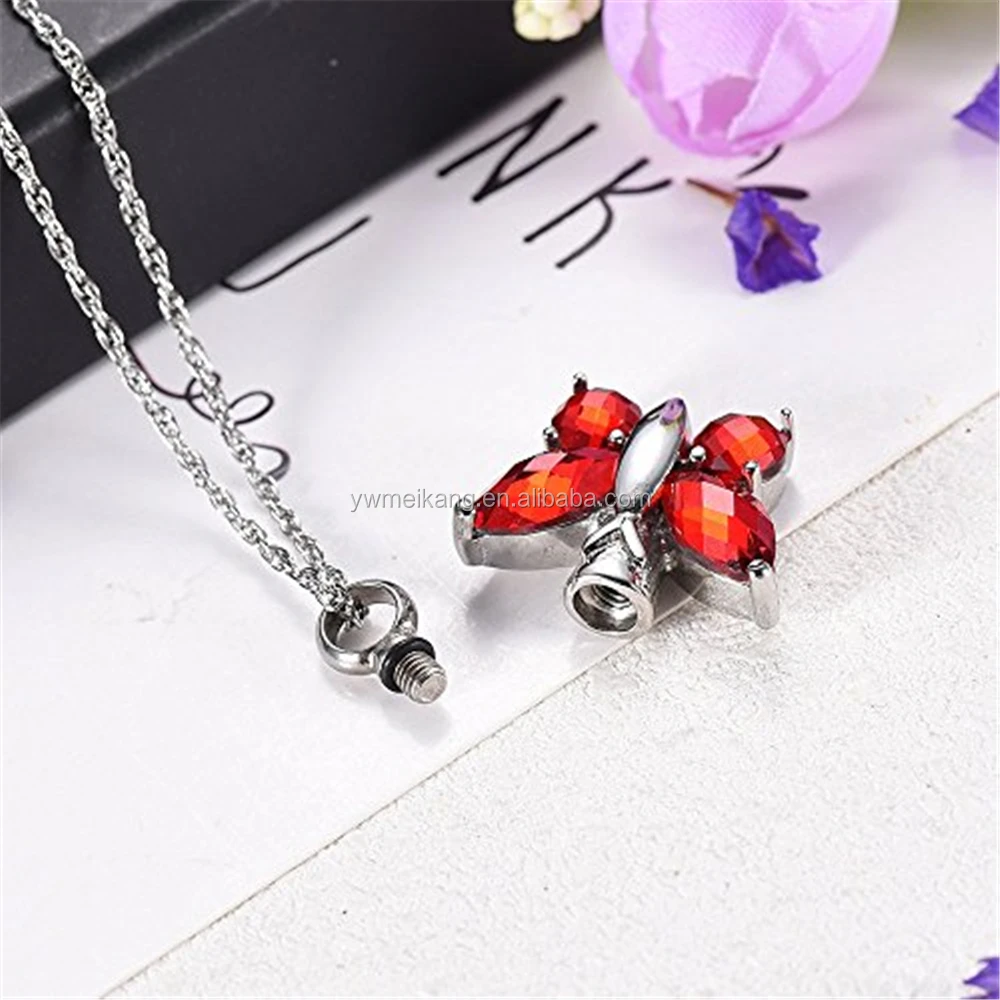 Beautiful Butterfly Shape Keepsake Jewelry Stainless Steel Memorial Urn Pendant Cremation Jewelry for Ashes
