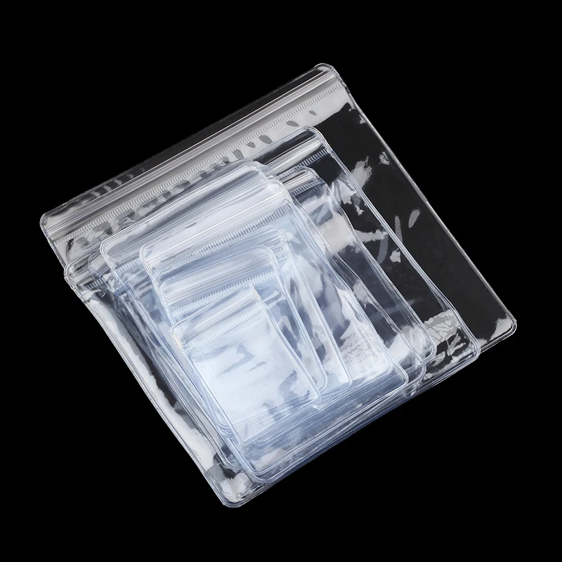 Custom LOGO clear plastic jewelry vinyl zipper pvc pouches bag