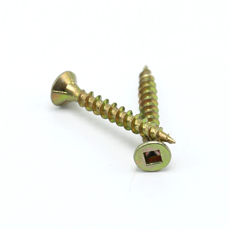 Yellow Passivated square Countersunk double CSK head wood chipboard Screws for wood furniture