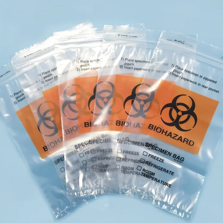 UN printed biohazard/medical specimen zipper bags