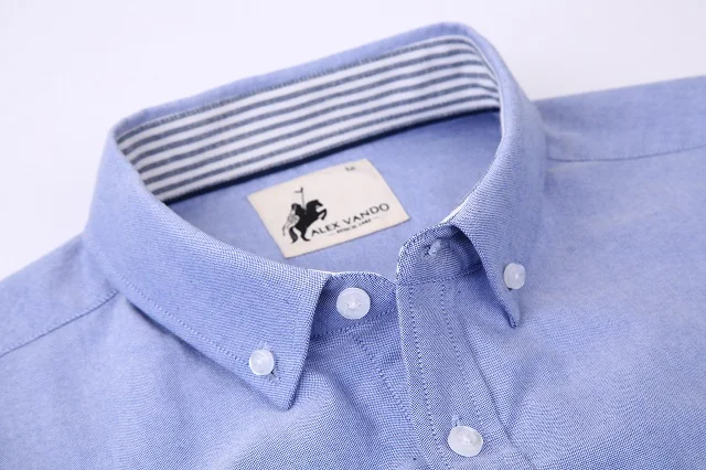 OEM/ODM мужские рубашки 100% хлопок высокое качество синяя классическая рубашка однотонные дышащие рубашки для мужчин