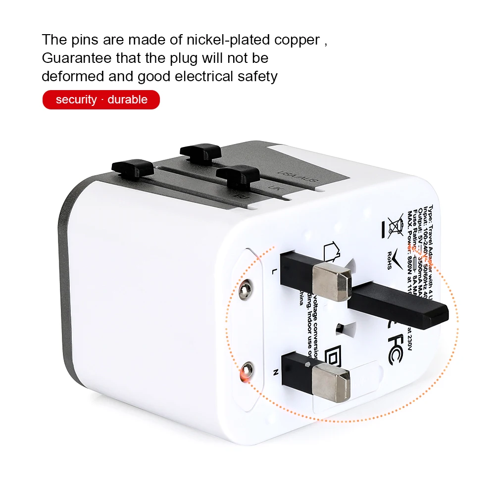 
Portable Travel Adapter International Socket Plugs Multi USB travel adaptor Worldwide Wall Charger 