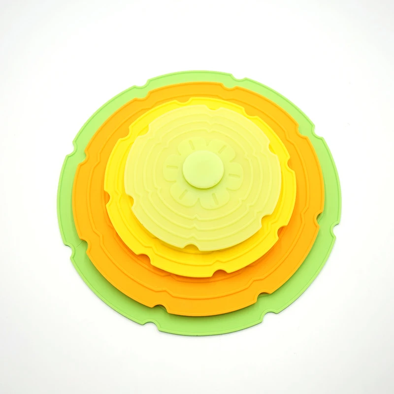 Набор из 4 100% многоразовых элегантных силиконовых крышек для пищевых продуктов